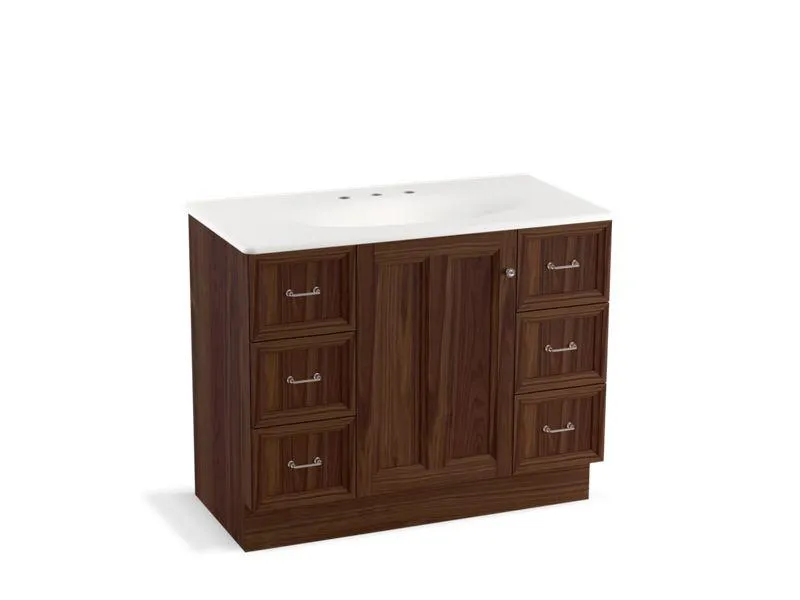 KOHLER K-99563-TK-1WA Damask 42" bathroom vanity cabinet with toe kick, 1 door and 6 drawers