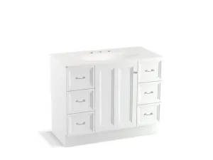 KOHLER K-99563-TK-1WA Damask 42" bathroom vanity cabinet with toe kick, 1 door and 6 drawers