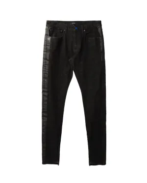 Konus Men's Black Denim With Print On Side Seams
