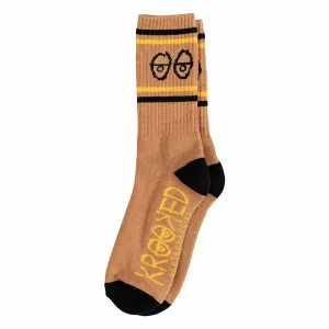 Krooked - Eyes Socks Brown/Gold