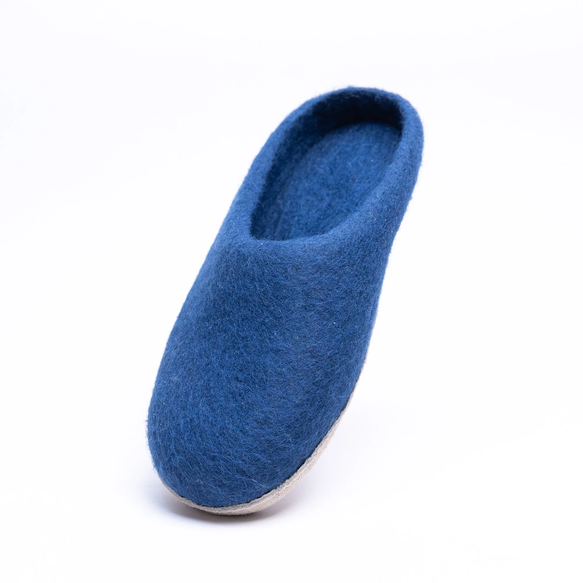 KUUMA – Rhino Blue Wool Felt Slippers for Men Cozy, Non-Slip Indoor Comfort