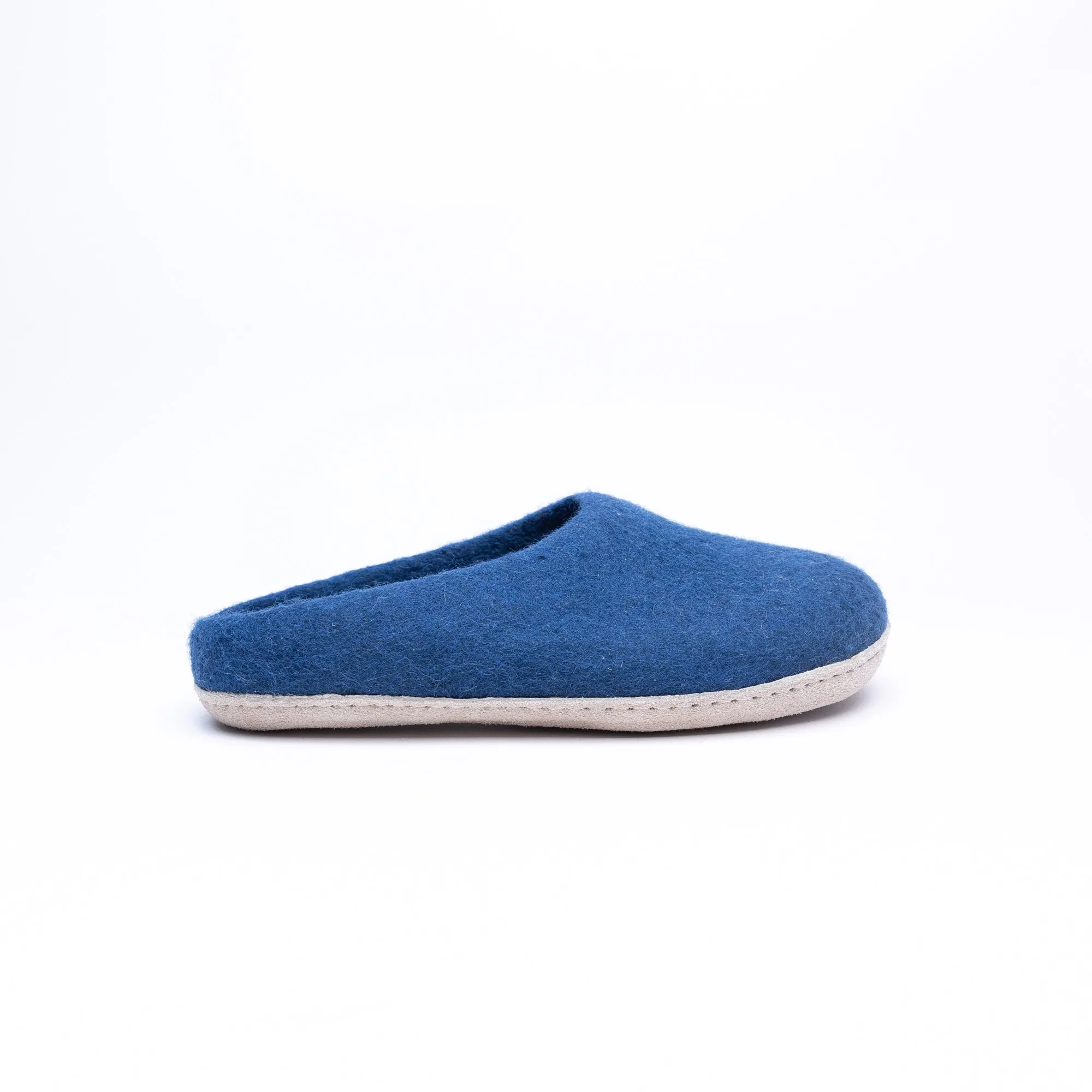 KUUMA – Rhino Blue Wool Felt Slippers for Men Cozy, Non-Slip Indoor Comfort