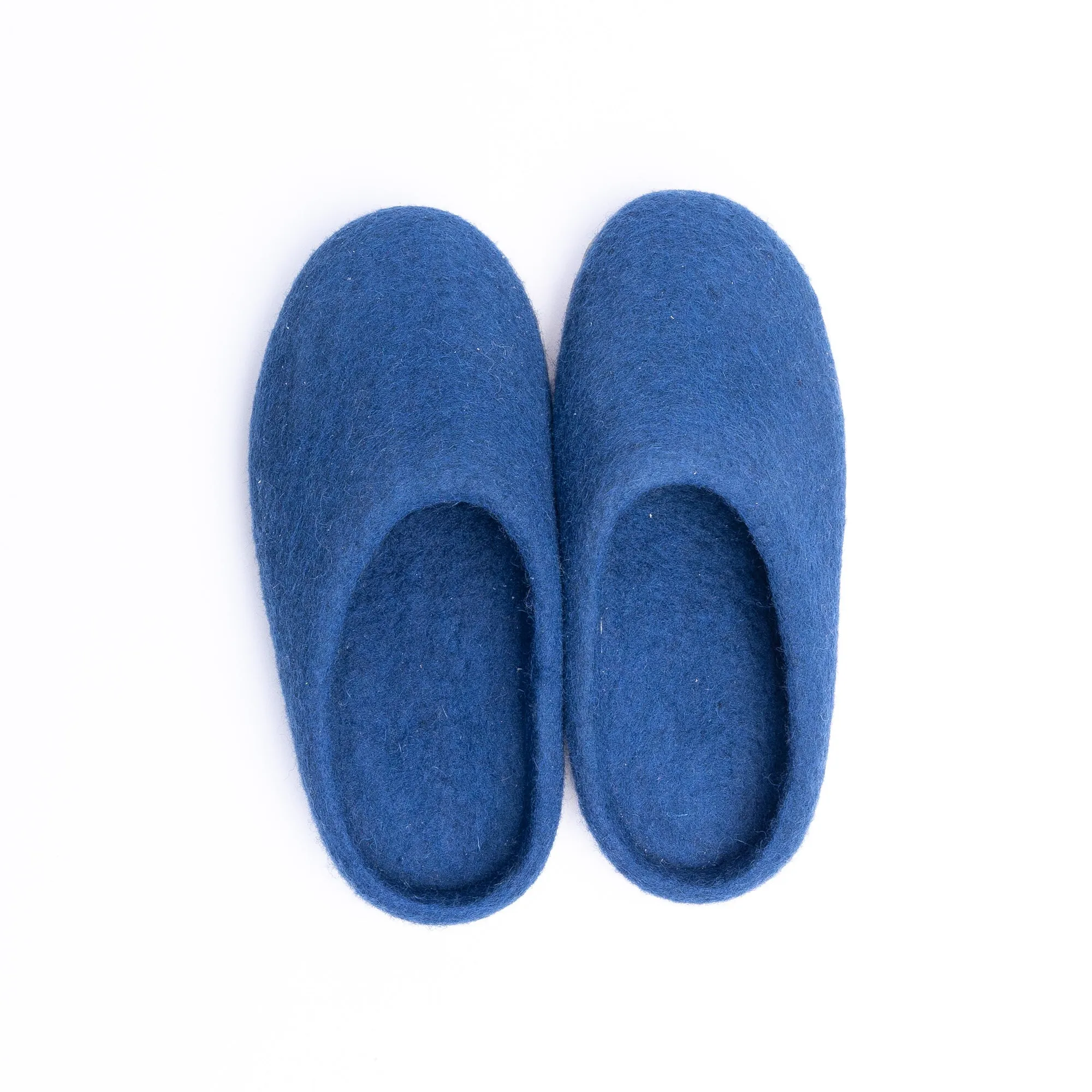 KUUMA – Rhino Blue Wool Felt Slippers for Men Cozy, Non-Slip Indoor Comfort