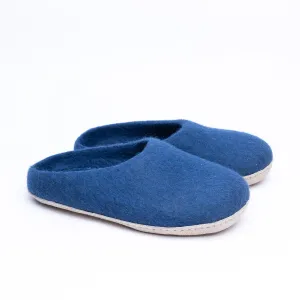 KUUMA – Rhino Blue Wool Felt Slippers for Men Cozy, Non-Slip Indoor Comfort