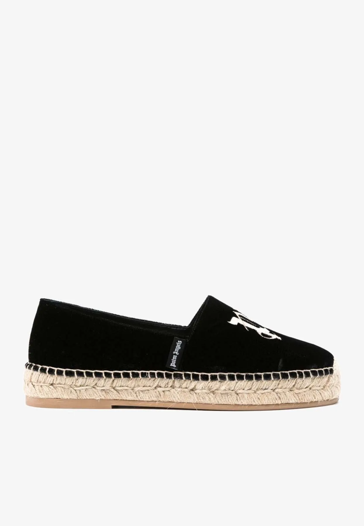 Logo-Embroidered Velvet Espadrilles
