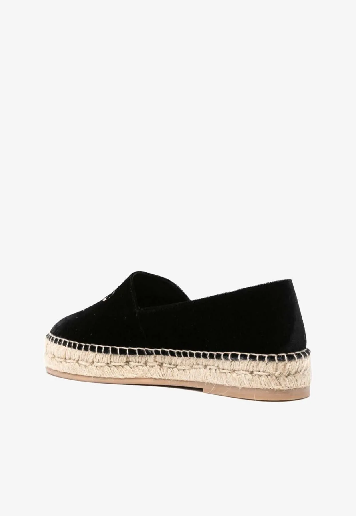 Logo-Embroidered Velvet Espadrilles
