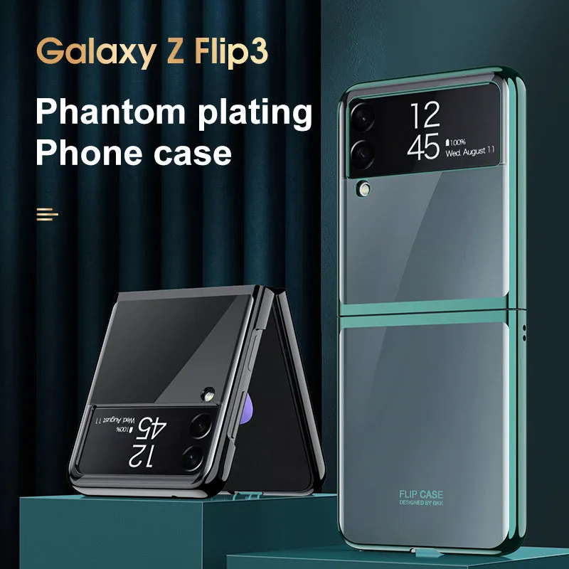 Luxury Electroplating Flip Case For Samsung Galaxy Z Flip 3 5G Transparent Plastic Hard Cover For Samsung Z Flip 3 5G Case