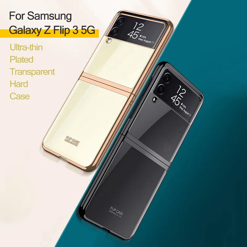 Luxury Electroplating Flip Case For Samsung Galaxy Z Flip 3 5G Transparent Plastic Hard Cover For Samsung Z Flip 3 5G Case