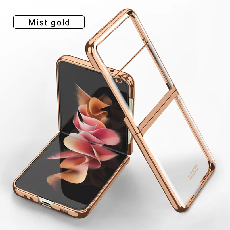 Luxury Electroplating Flip Case For Samsung Galaxy Z Flip 3 5G Transparent Plastic Hard Cover For Samsung Z Flip 3 5G Case