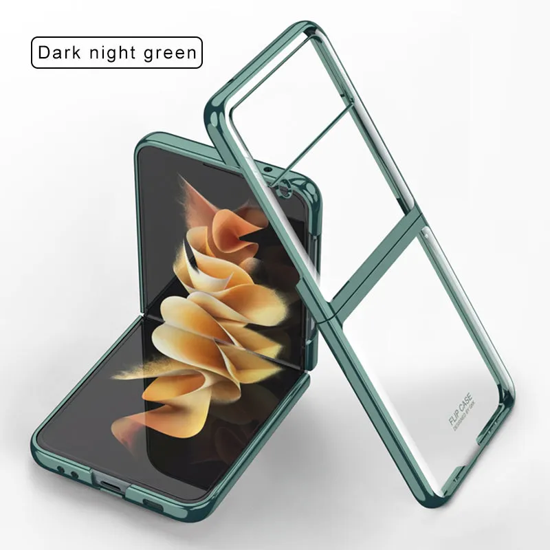 Luxury Electroplating Flip Case For Samsung Galaxy Z Flip 3 5G Transparent Plastic Hard Cover For Samsung Z Flip 3 5G Case