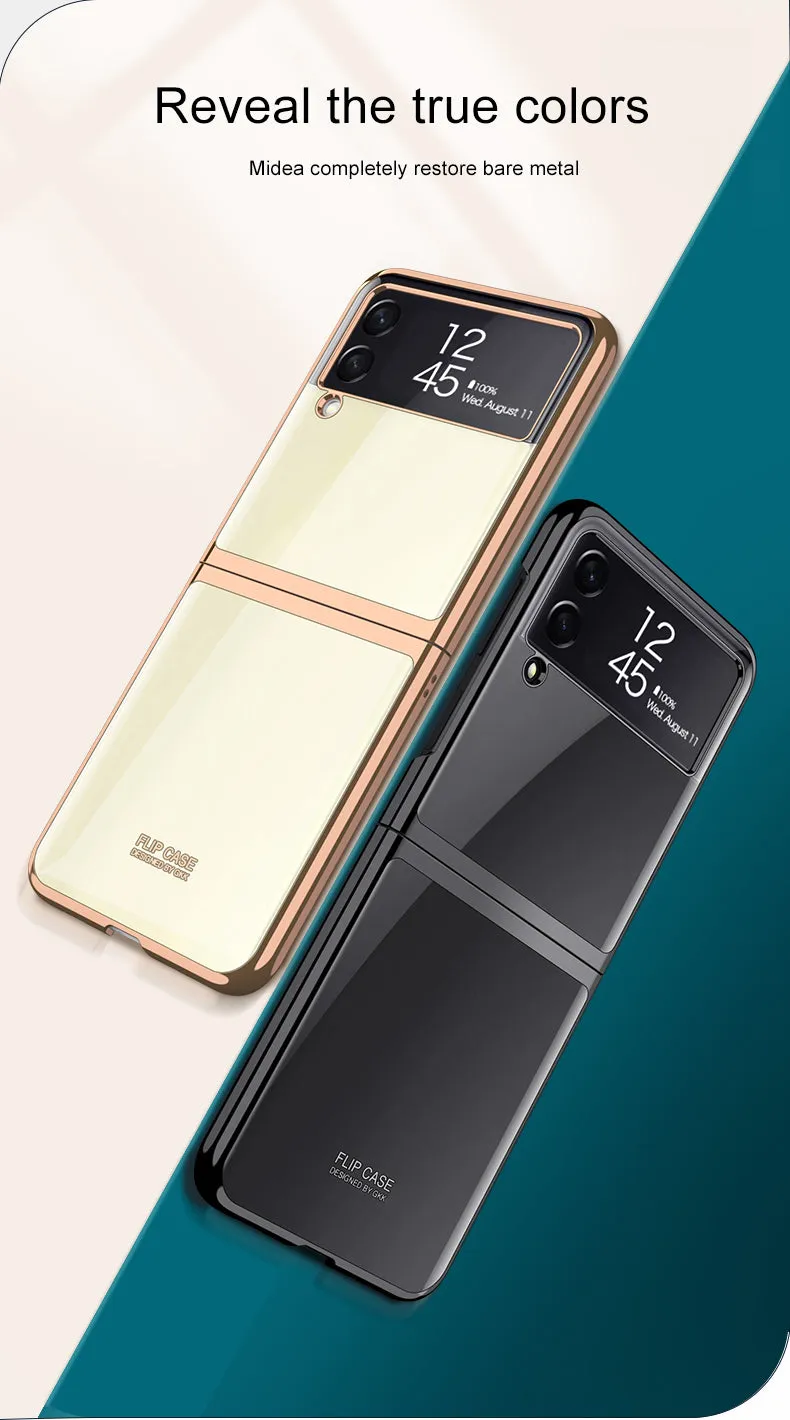 Luxury Electroplating Flip Case For Samsung Galaxy Z Flip 3 5G Transparent Plastic Hard Cover For Samsung Z Flip 3 5G Case