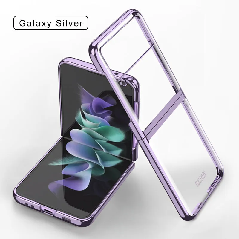 Luxury Electroplating Flip Case For Samsung Galaxy Z Flip 3 5G Transparent Plastic Hard Cover For Samsung Z Flip 3 5G Case