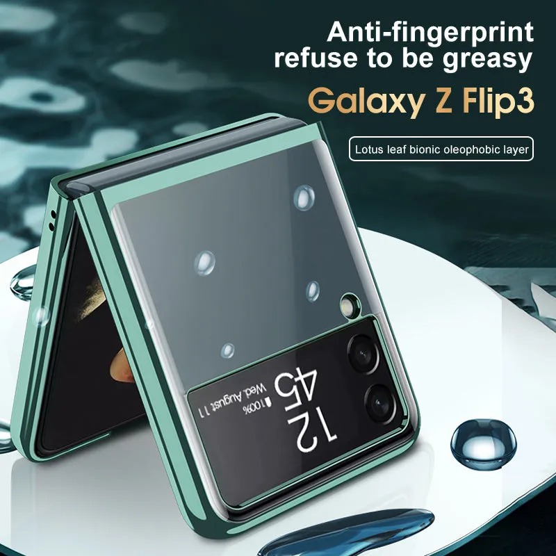 Luxury Electroplating Flip Case For Samsung Galaxy Z Flip 3 5G Transparent Plastic Hard Cover For Samsung Z Flip 3 5G Case