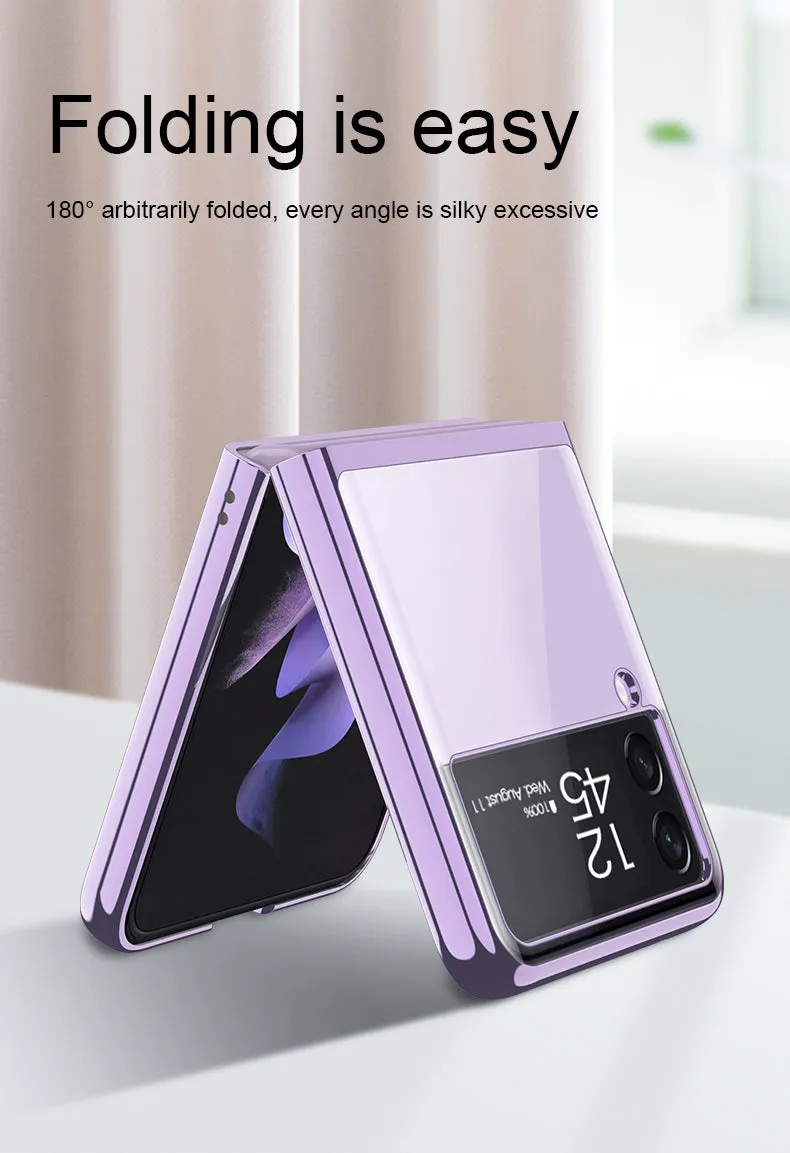 Luxury Electroplating Flip Case For Samsung Galaxy Z Flip 3 5G Transparent Plastic Hard Cover For Samsung Z Flip 3 5G Case