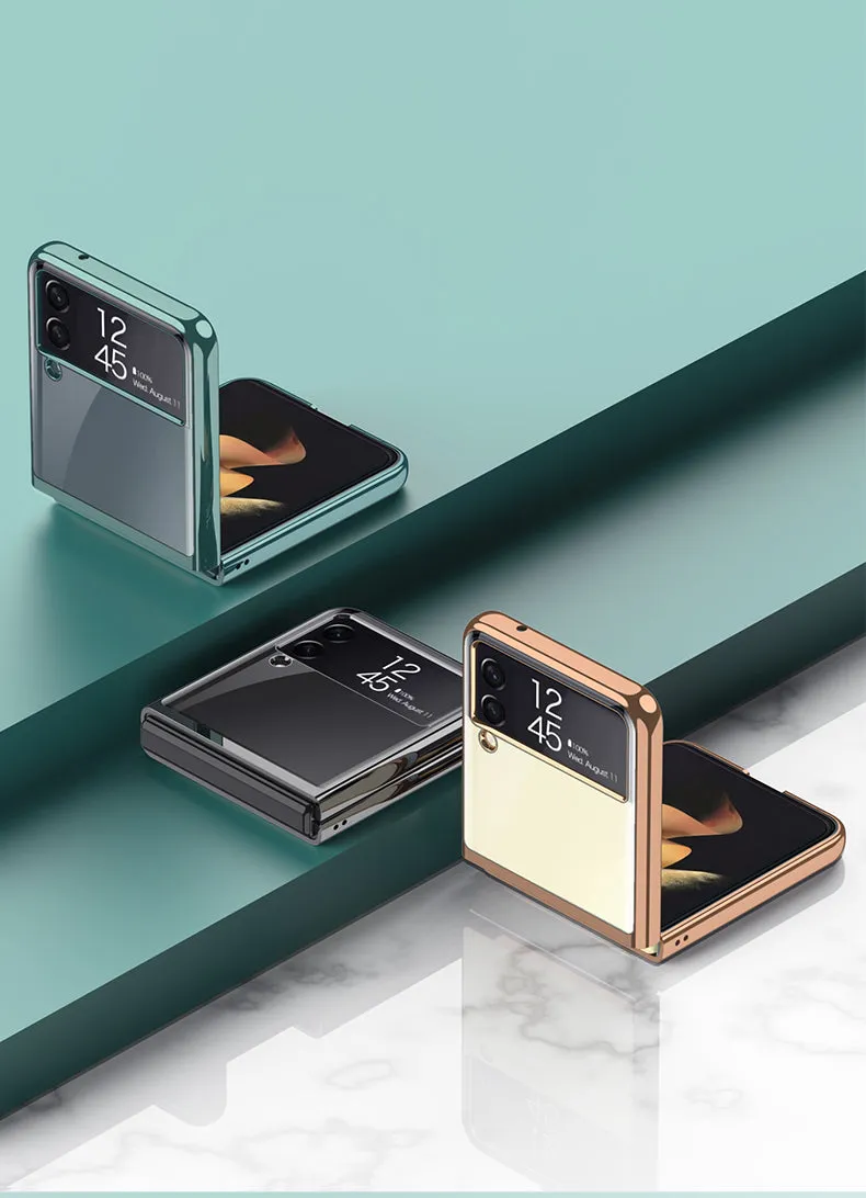 Luxury Electroplating Flip Case For Samsung Galaxy Z Flip 3 5G Transparent Plastic Hard Cover For Samsung Z Flip 3 5G Case