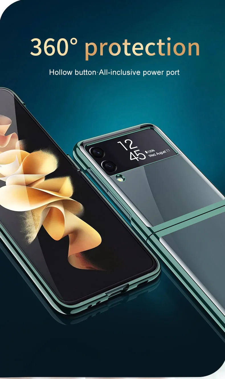 Luxury Electroplating Flip Case For Samsung Galaxy Z Flip 3 5G Transparent Plastic Hard Cover For Samsung Z Flip 3 5G Case
