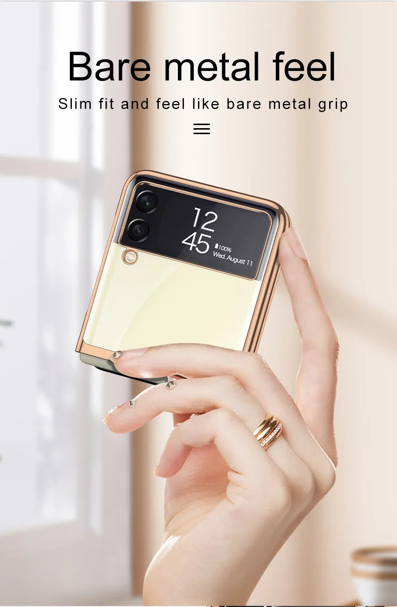 Luxury Electroplating Flip Case For Samsung Galaxy Z Flip 3 5G Transparent Plastic Hard Cover For Samsung Z Flip 3 5G Case