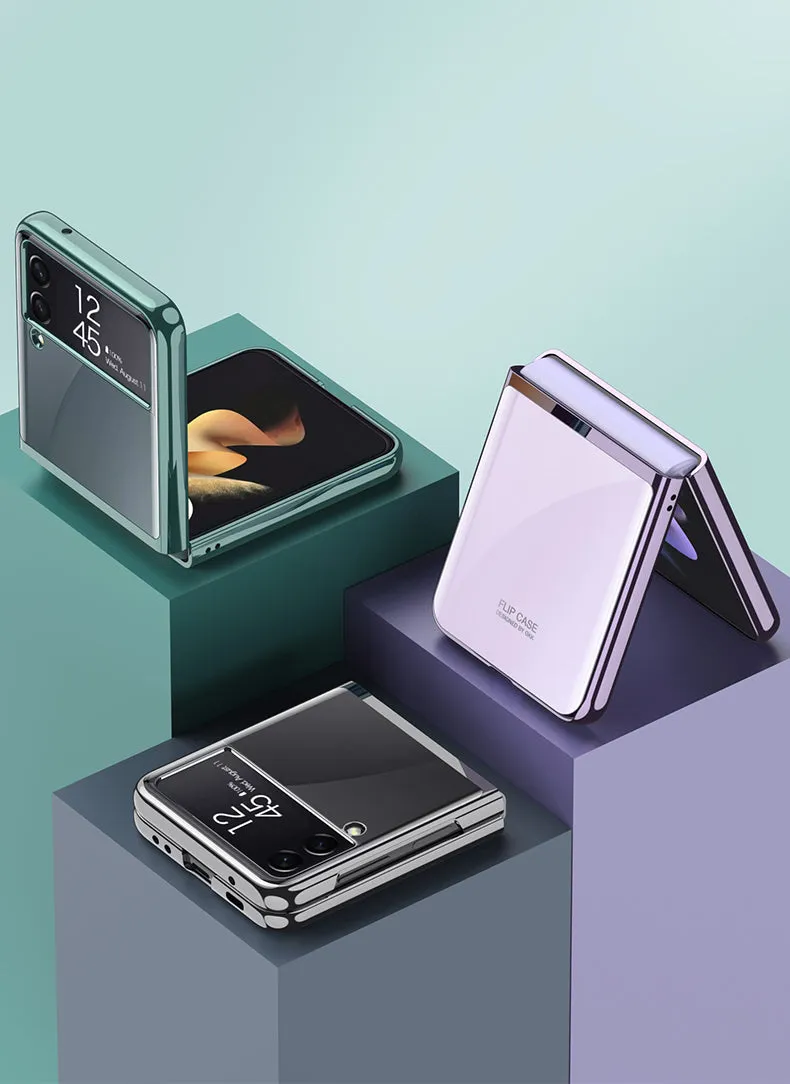 Luxury Electroplating Flip Case For Samsung Galaxy Z Flip 3 5G Transparent Plastic Hard Cover For Samsung Z Flip 3 5G Case