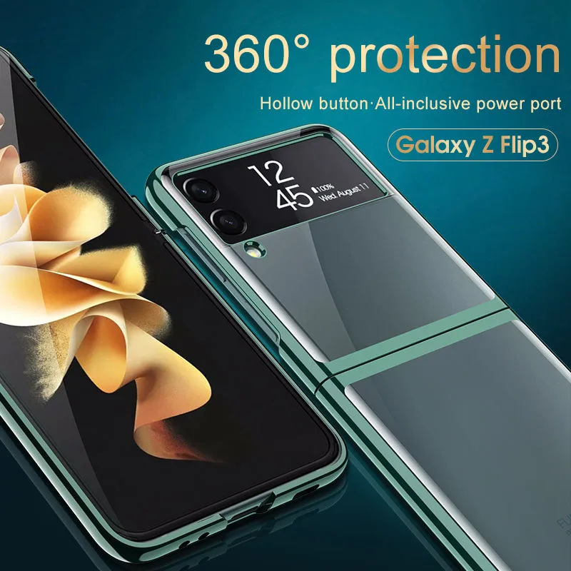 Luxury Electroplating Flip Case For Samsung Galaxy Z Flip 3 5G Transparent Plastic Hard Cover For Samsung Z Flip 3 5G Case