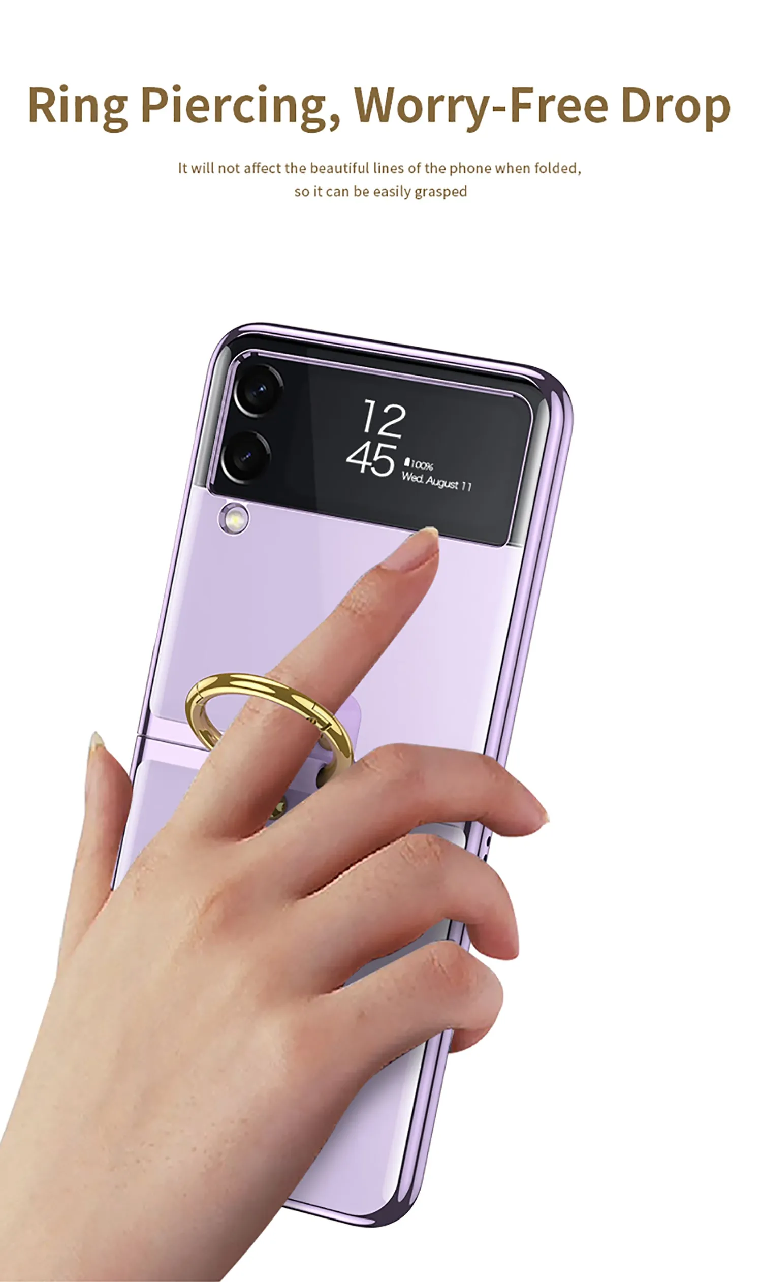 Luxury Transparent Plating Case Cover For Samsung Galaxy Z Flip 3 5G Case Ring Stand Hard Phone Cover For Galaxy Z Flip3 5G