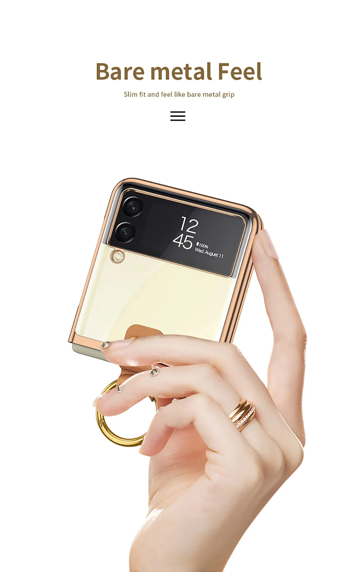 Luxury Transparent Plating Case Cover For Samsung Galaxy Z Flip 3 5G Case Ring Stand Hard Phone Cover For Galaxy Z Flip3 5G