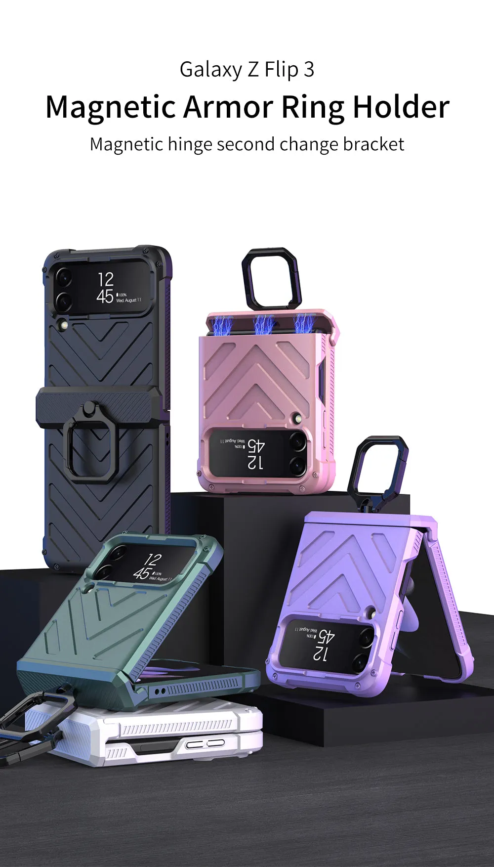 Magnetic Armored Cover For Samsung Galaxy Z Flip Fold 3 Case All-included Hinge Bracket Hard For Galaxy Z Flip3 Fold3 5G