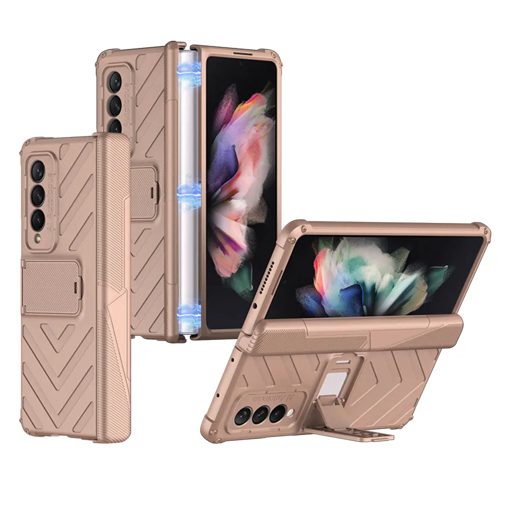 Magnetic Armored Cover For Samsung Galaxy Z Flip Fold 3 Case All-included Hinge Bracket Hard For Galaxy Z Flip3 Fold3 5G