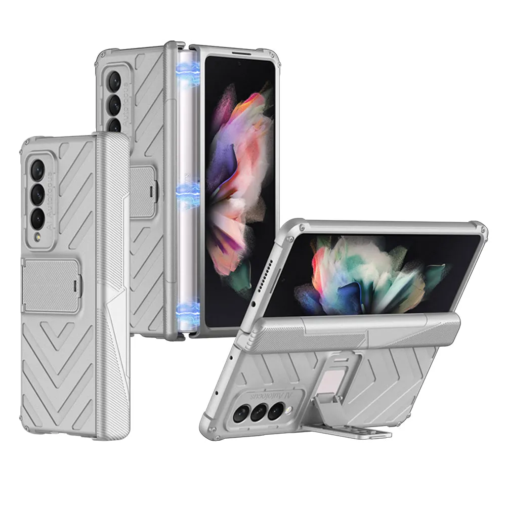 Magnetic Armored Cover For Samsung Galaxy Z Flip Fold 3 Case All-included Hinge Bracket Hard For Galaxy Z Flip3 Fold3 5G