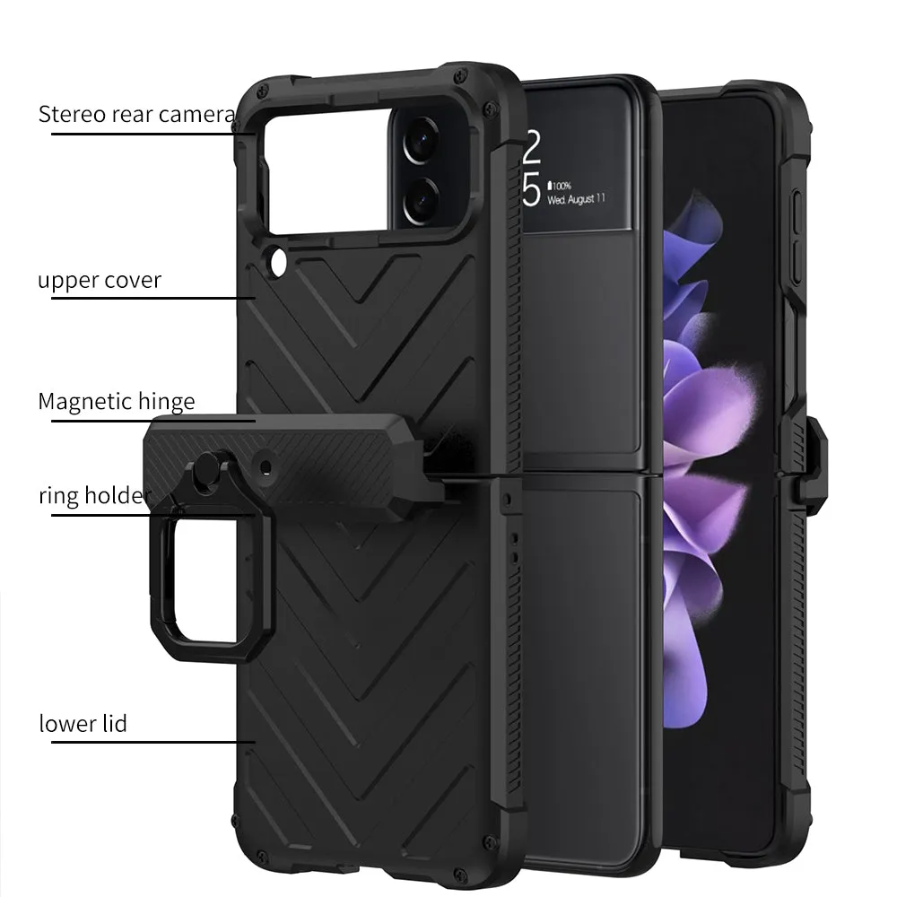 Magnetic Armored Cover For Samsung Galaxy Z Flip Fold 3 Case All-included Hinge Bracket Hard For Galaxy Z Flip3 Fold3 5G