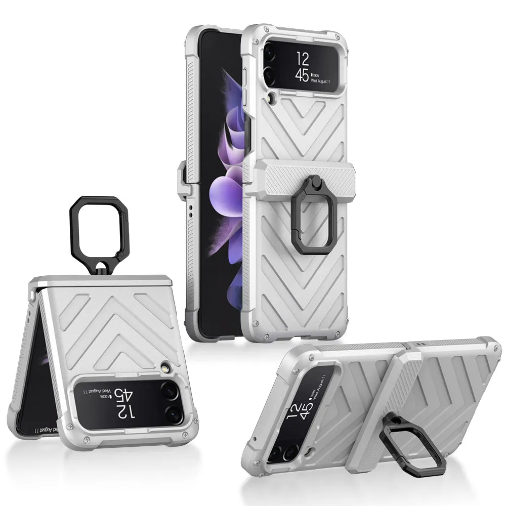 Magnetic Armored Cover For Samsung Galaxy Z Flip Fold 3 Case All-included Hinge Bracket Hard For Galaxy Z Flip3 Fold3 5G