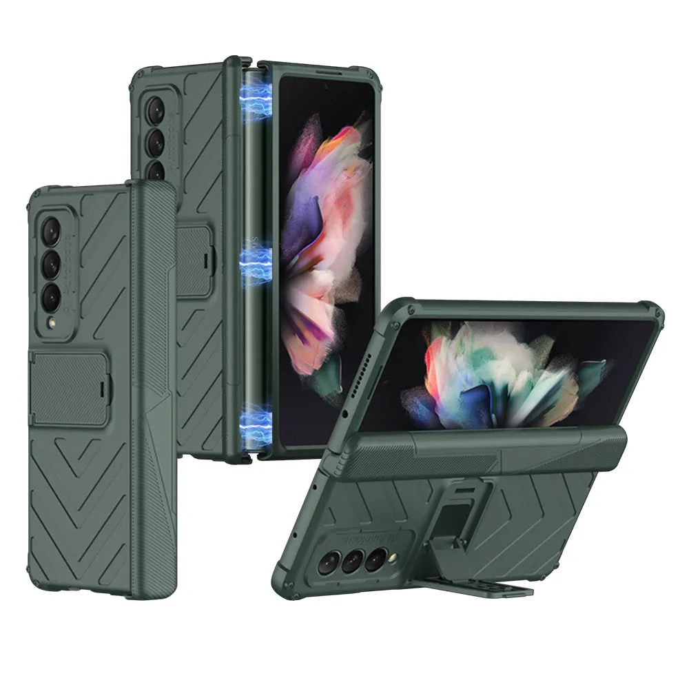 Magnetic Armored Cover For Samsung Galaxy Z Flip Fold 3 Case All-included Hinge Bracket Hard For Galaxy Z Flip3 Fold3 5G