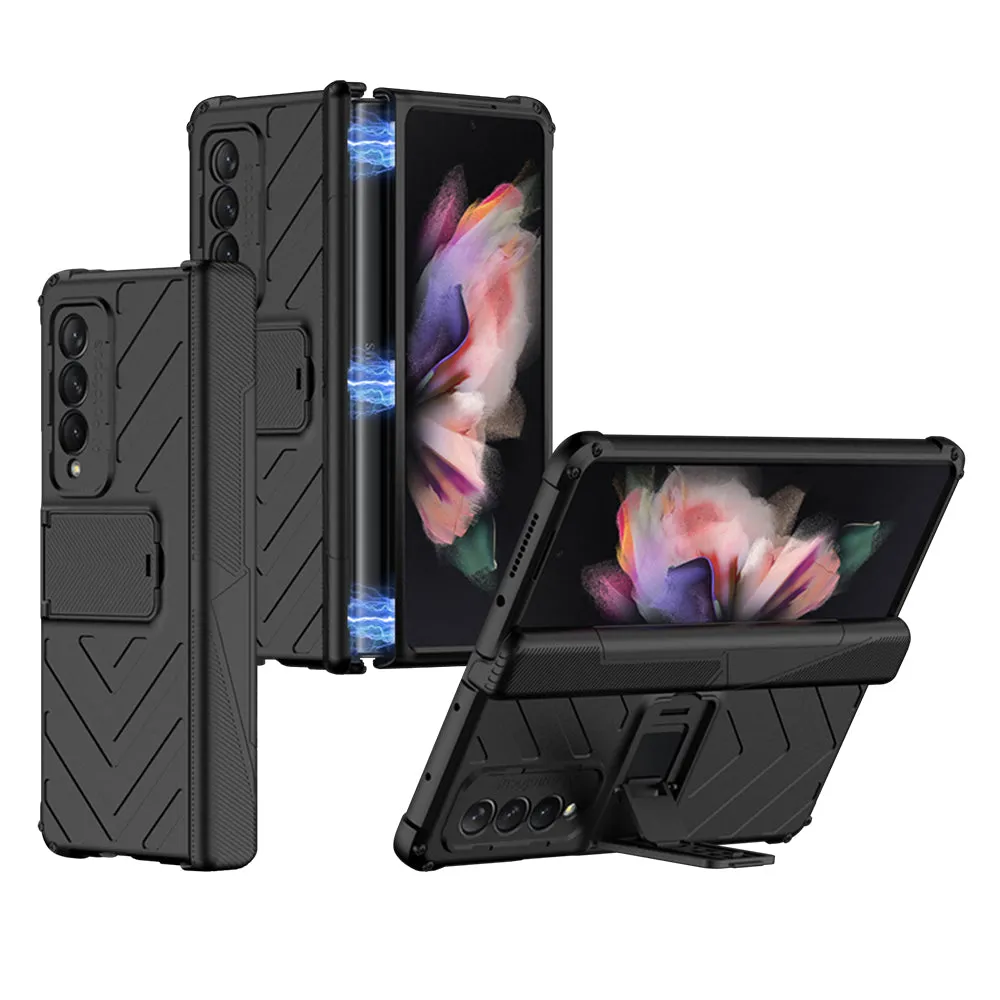 Magnetic Armored Cover For Samsung Galaxy Z Flip Fold 3 Case All-included Hinge Bracket Hard For Galaxy Z Flip3 Fold3 5G