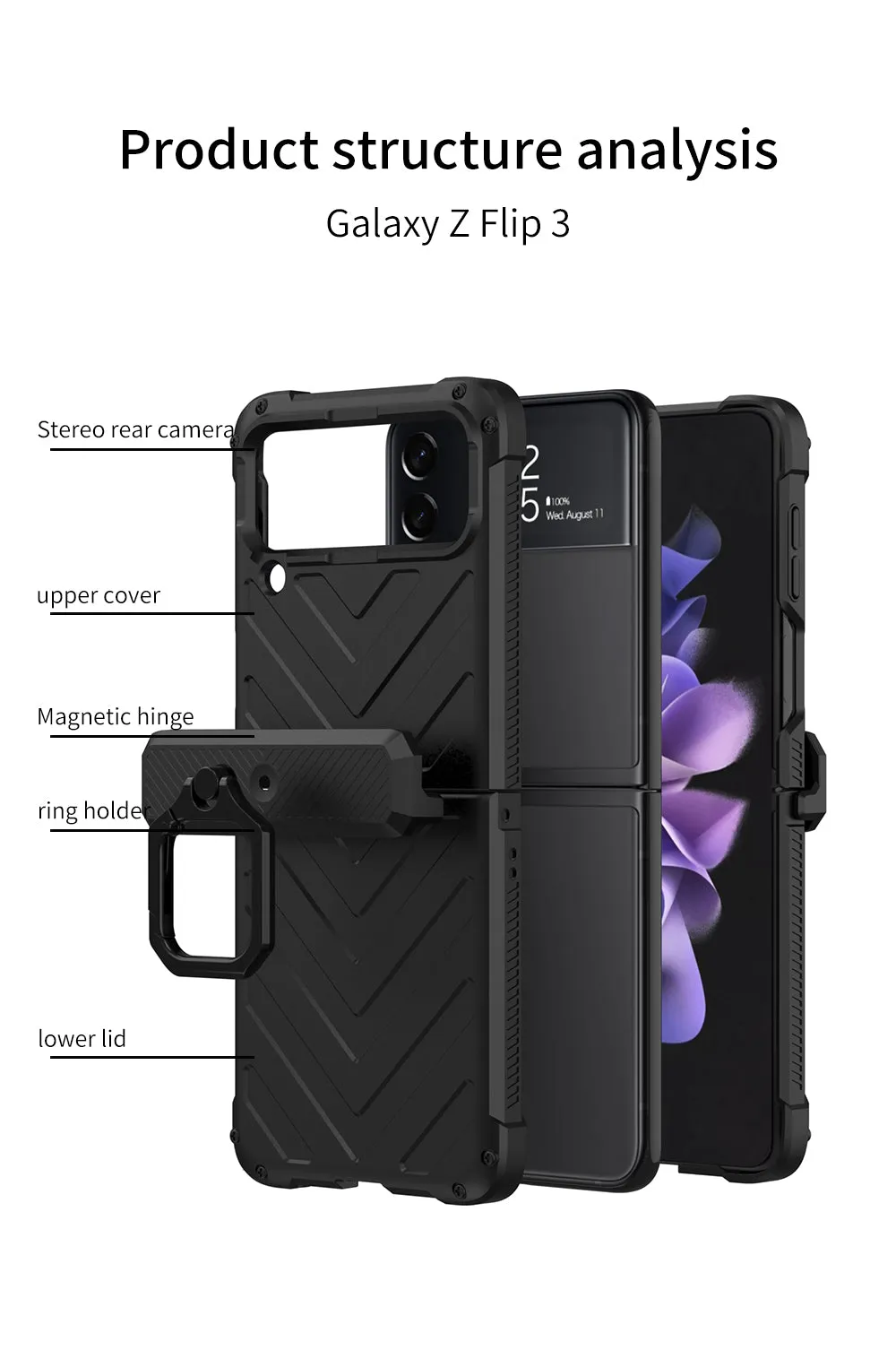 Magnetic Armored Cover For Samsung Galaxy Z Flip Fold 3 Case All-included Hinge Bracket Hard For Galaxy Z Flip3 Fold3 5G
