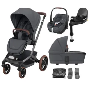 MAXI COSI FAME 6 Piece Travel System with Pebble 360 Pro2 Car Seat and FamilyFix 360 Pro ISOFIX Car Seat Base - Twillic Graphite