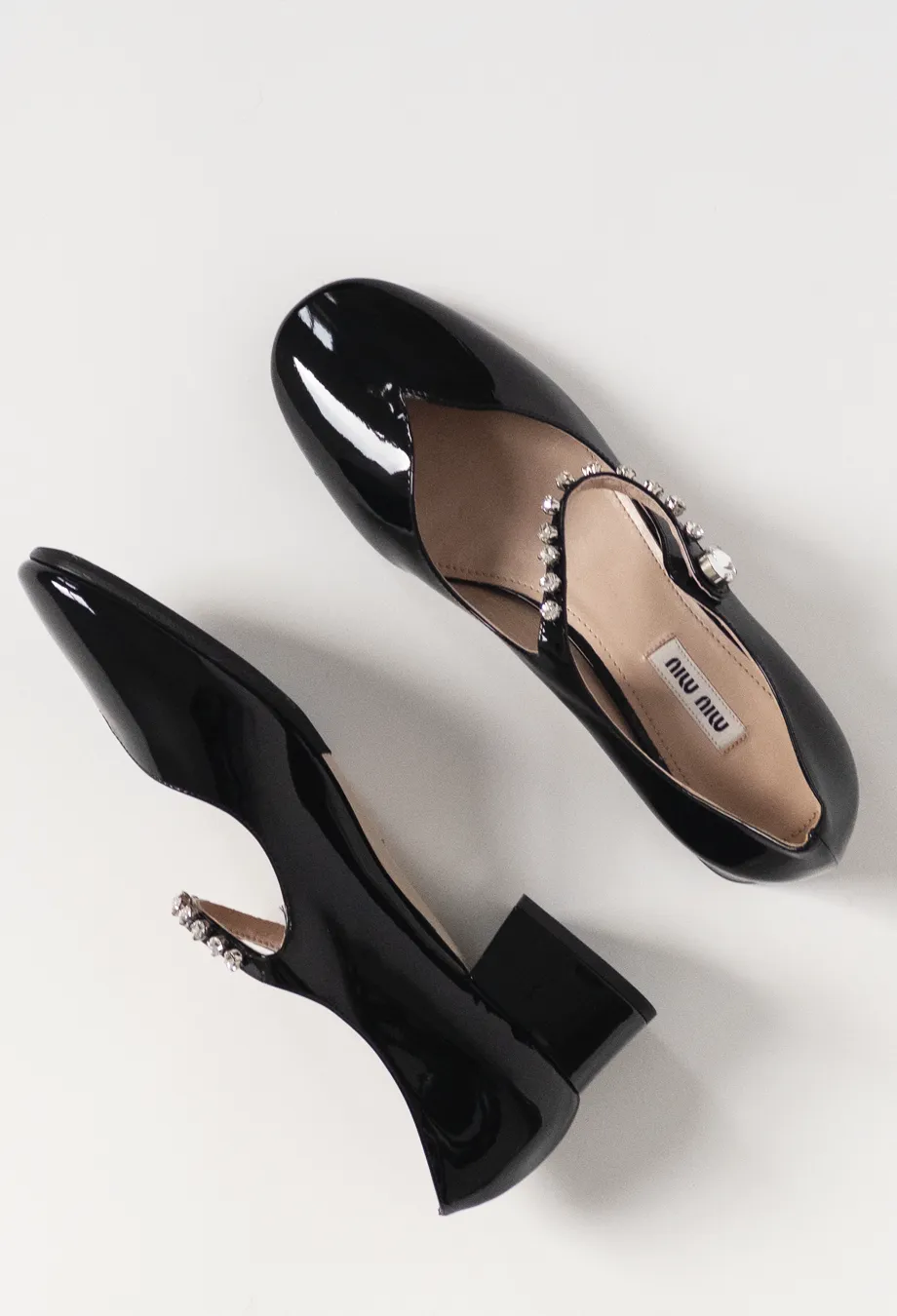 Miu Miu Crystal Ballet Flats in Black