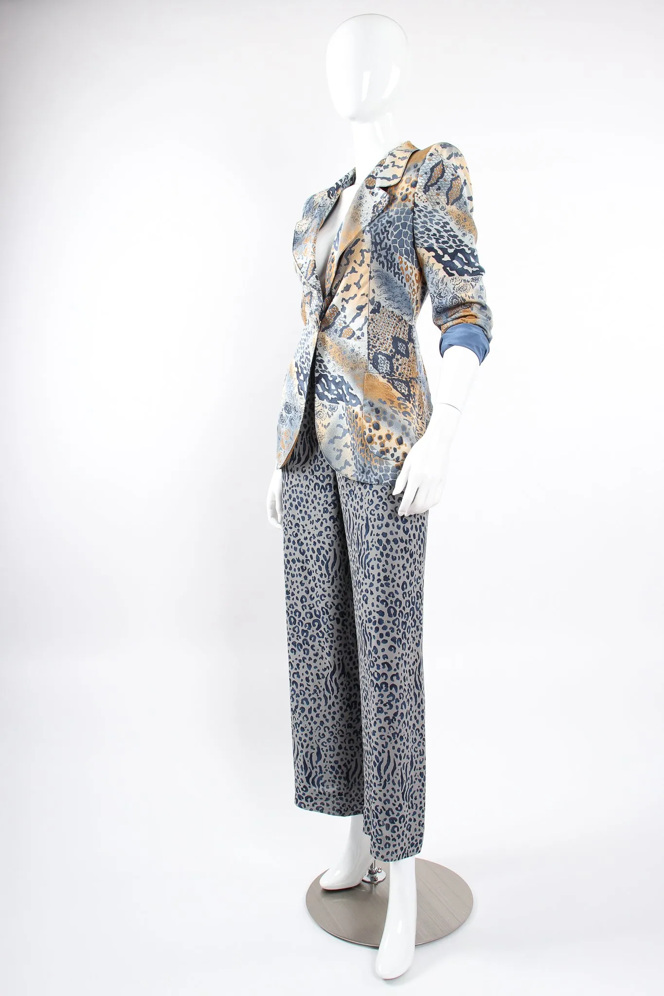 Mixed Animal Print Jacket & Pant Set