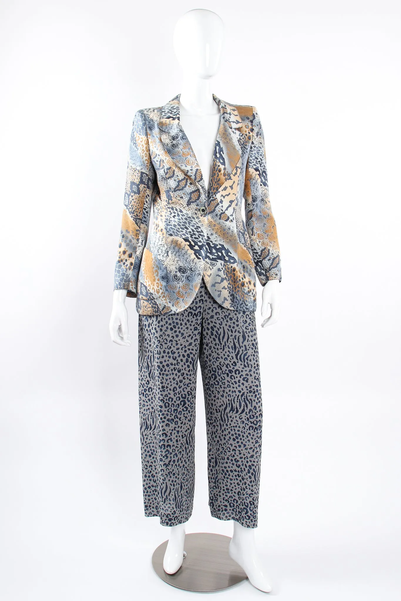 Mixed Animal Print Jacket & Pant Set