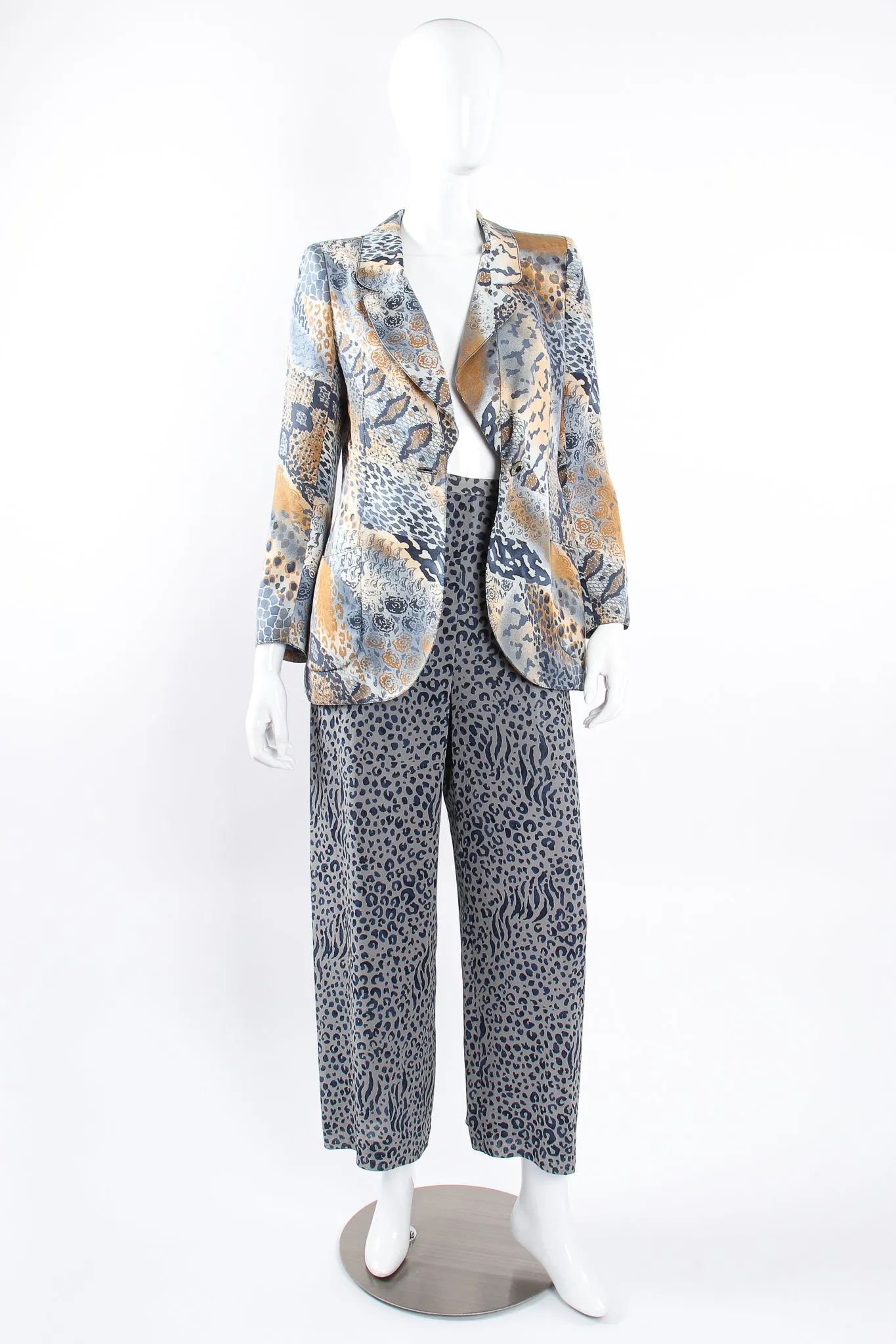 Mixed Animal Print Jacket & Pant Set