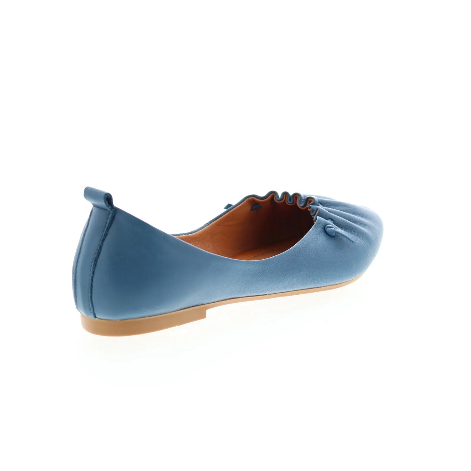 Miz Mooz Brook Womens Blue Leather Slip On Ballet Flats Shoes