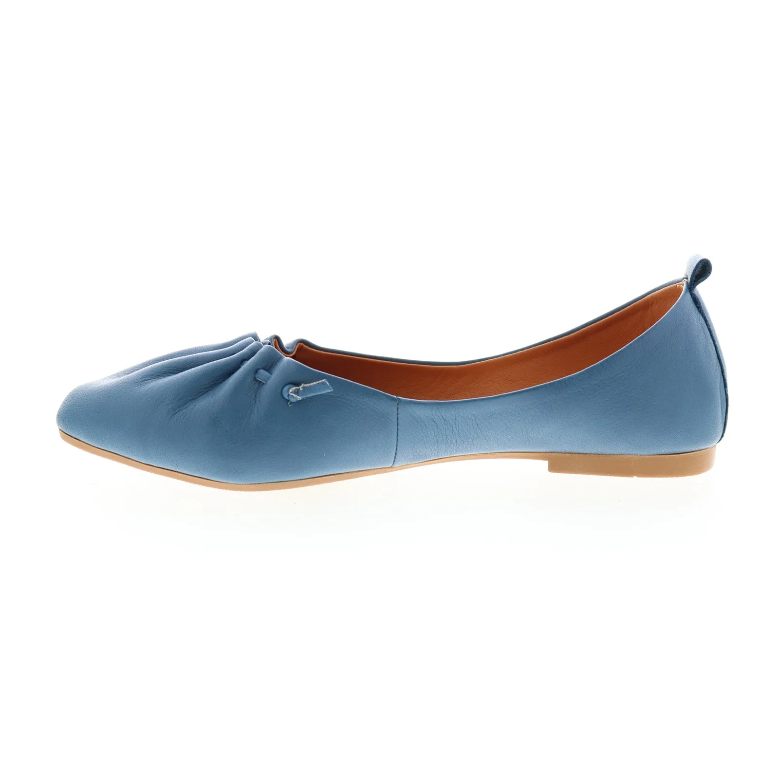 Miz Mooz Brook Womens Blue Leather Slip On Ballet Flats Shoes