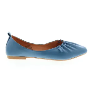 Miz Mooz Brook Womens Blue Leather Slip On Ballet Flats Shoes