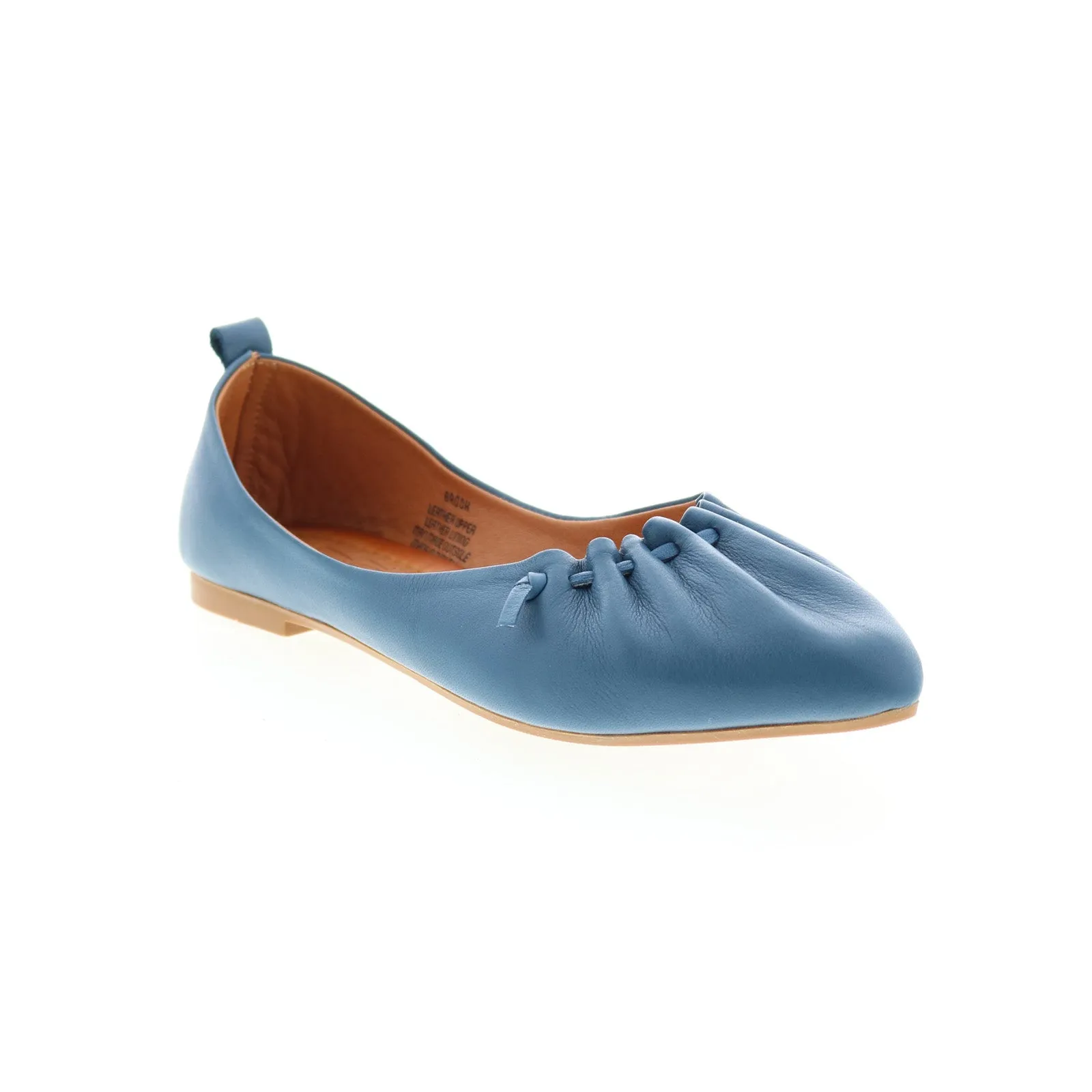 Miz Mooz Brook Womens Blue Leather Slip On Ballet Flats Shoes