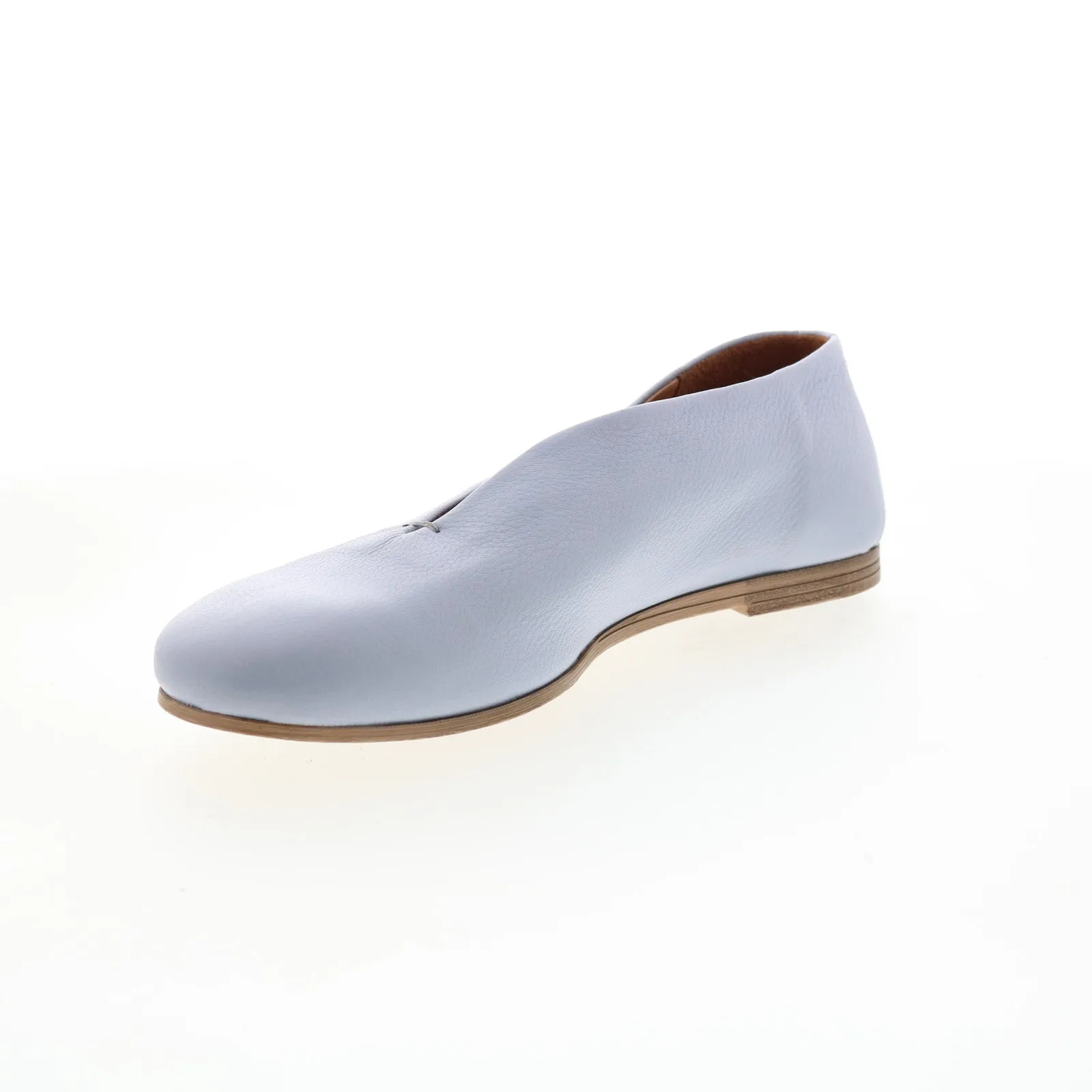 Miz Mooz Etta Womens Blue Leather Slip On Ballet Flats Shoes