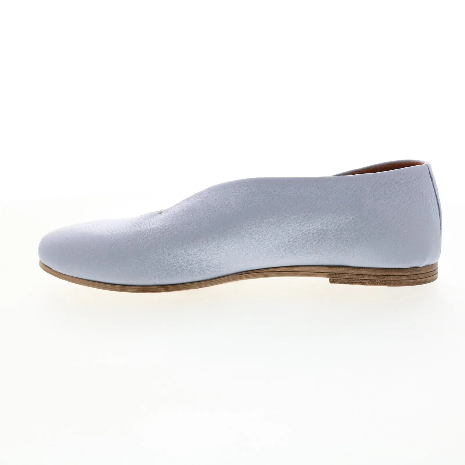 Miz Mooz Etta Womens Blue Leather Slip On Ballet Flats Shoes
