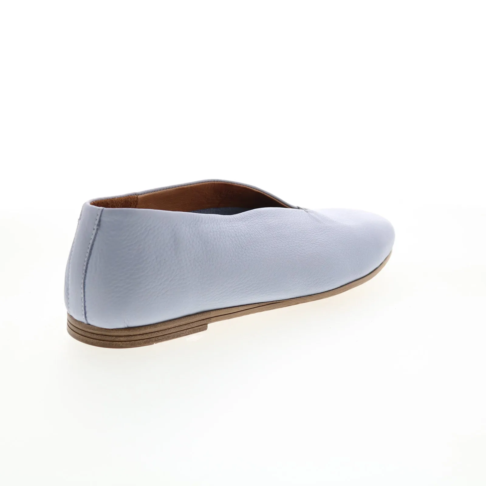 Miz Mooz Etta Womens Blue Leather Slip On Ballet Flats Shoes