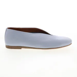 Miz Mooz Etta Womens Blue Leather Slip On Ballet Flats Shoes