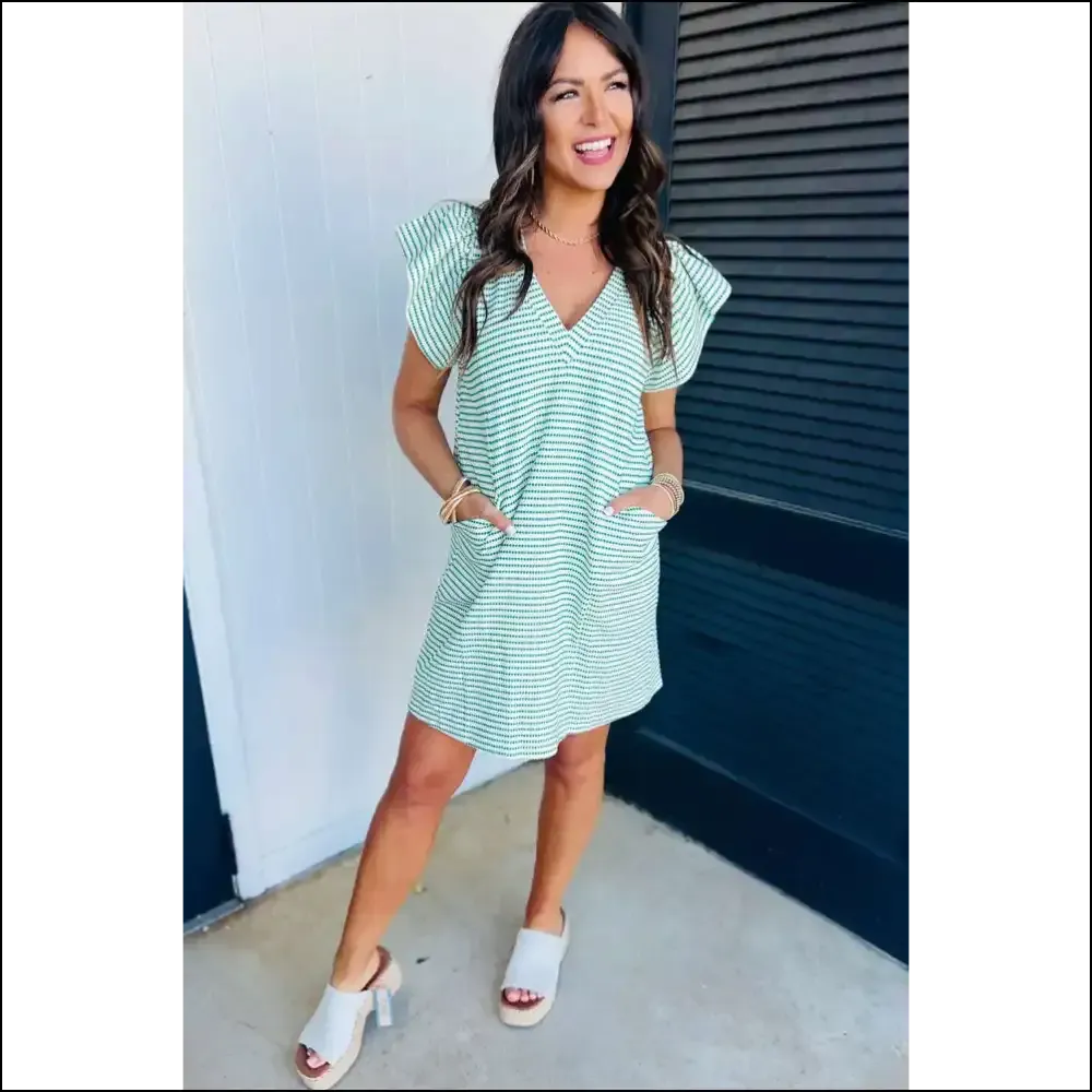 Moonlight Jade Mini Dress: Flutter Sleeve  Cute! Needful Things 👗✨