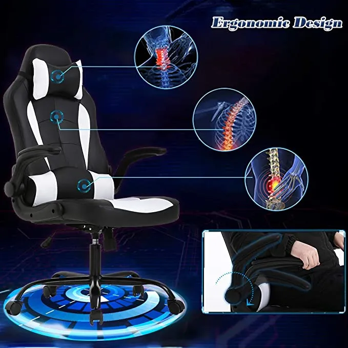 New in box! BestOffice Gaming Chair Ergonomic PC Video Game Chair Racing Computer Chair with Lumbar Support Flip Up Arms Headrest PU Leather Executive High Back Chair! #1 Best Seller!!