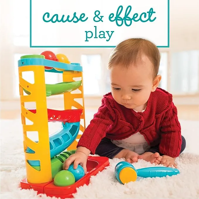 New Infantino Bop & Drop Ball Tower - STEAM Educational Play, Hand-Eye Coordination Skills, and Cause and Effect Play for Babies & Toddlers, 12M  Retails $63 
