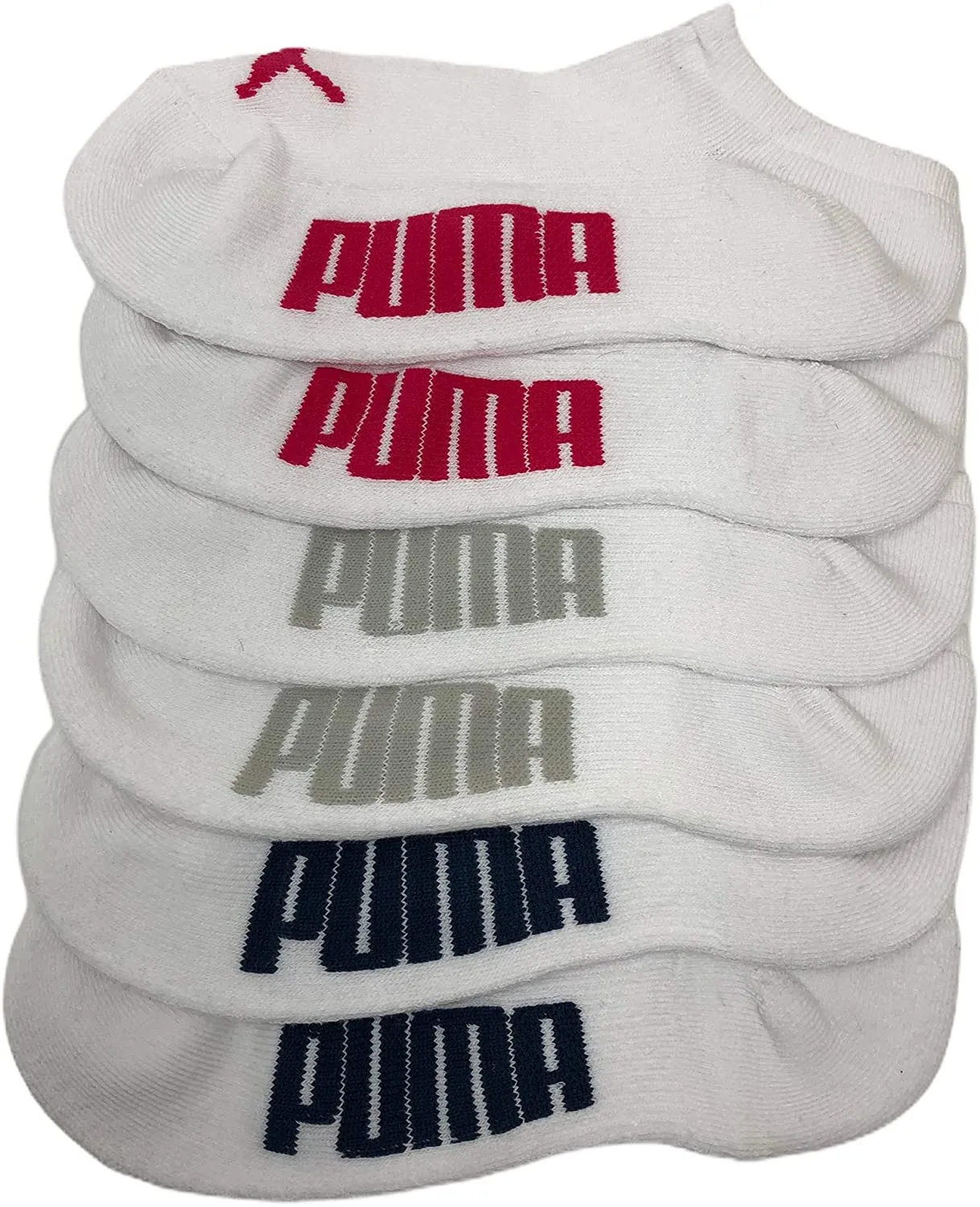 New Puma Invisible No Show Women's Cushioned Socks 6-Pack Shoe Size 5-9.5! Includes 2 pairs of each colour!